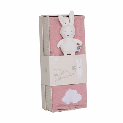 Jabadabado presentkit babyfilt rosa/bunny nappkompis