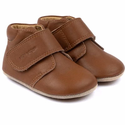 Pom Pom Beginners Lära-gå-skor Velcro, camel